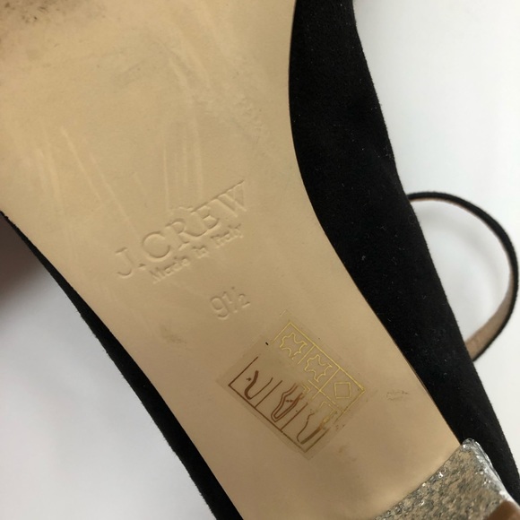 J. Crew black suede Contrast glitter heels 9.5 - Picture 5 of 6